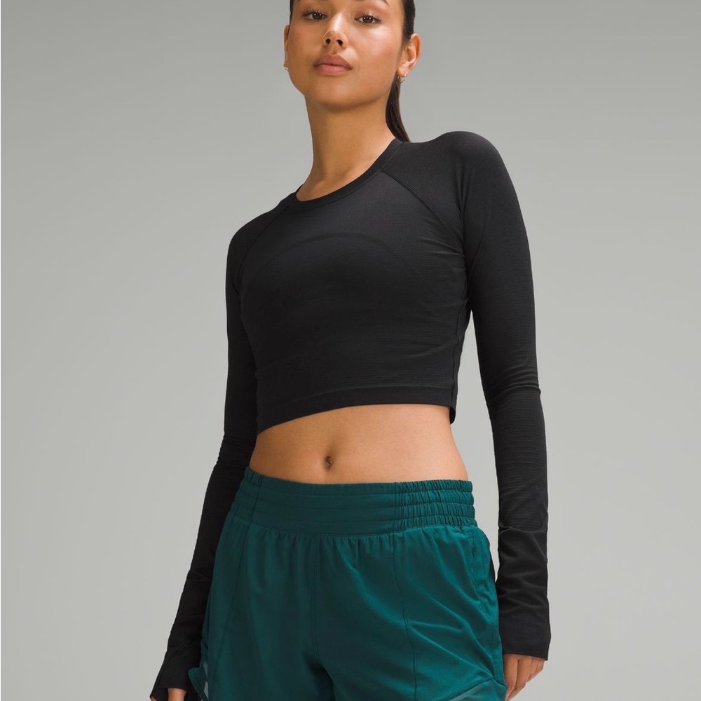 Lululemon Black Long Sleeve Cropped Swiftly Tech